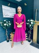 Alannah Cape Sleeve Midi Dress Berry
