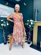 Barbara Banded Midi Dress Scroll Peach