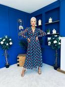 Sabrina Banded Midi Dress Blue Polka Coco