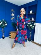 Sabrina Banded Midi Dress Black Floral Blue