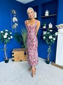 Lisbon Square Neck Sequin Midi Dress Gold &amp; Pink