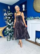 Danika Brown Foiled Velvet Midi Dress image