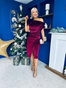 Ariana Asymmetric Midi Dress Velvet Wine