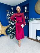 Kayla Velvet Detail Occasion Midi Dress Wine image