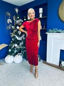 Nicole Bow Detail Pearl Embellished Dress Red image