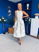 Francine Jacquard Racer A-Line Midi Dress Ice Blue