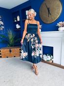 Emma Print Detail Strappy Midi Dress Floral Navy