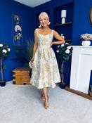 Camelia Sweetheart Neckline Midi Dress Jacquard Green image