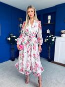 Gracie Detailed Midi Shirt Dress White &amp; Pink Floral