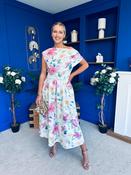 Breffy Asymmetric Neckline Skater Midi Floral Rose image