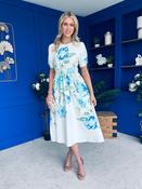 Janet Detailed Midi Dress Floral Blue image