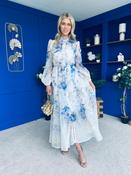 Jolie Embellished Midi Shirt Dress Floral Blue image