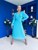 Clodagh Pleat Detailed Midi Dress Cyan Blue image