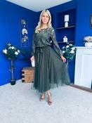 Celine Detailed Tulle Skirt Khaki