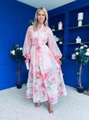 Erin Detailed Midi Shirt Dress Floral Pink image