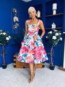 Raisa Strappy Sweetheart Neck Midi Dress Floral