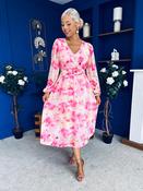 Bronagh Banded Midi Dress Floral Pink