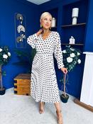 Caragh Pleated Midi Dress Polka Cream