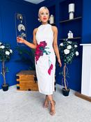 Murta High Neck Ruched Midi Dress Floral White image