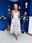 Danni Strapless Bandeau Midi Dress Floral Lilac &amp; Cream
