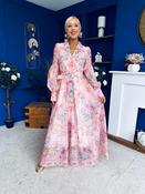 Evelyn Detailed Midi Shirt Dress Floral Pink