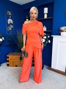 Isabella Detailed Top And Trouser Set Coral image