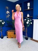 Henri Cowl Neck Satin Dress Pink