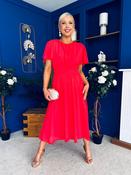 Aoibhinn Gathered Detail Midi Dress Coral
