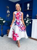 Sabrina Detailed Midi Dress Floral White image