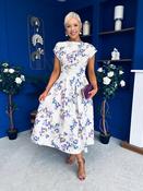 Breffy Asymmetric Neckline Skater Midi Floral Lilac &amp; Cream