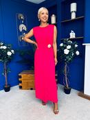 Andrea Detailed Midaxi Dress Hot Pink