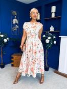 Breffy Asymmetric Neckline Skater Midi Floral Peach image