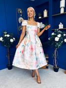 Prim Cap Sleeve Pastel Floral Midi Dress image