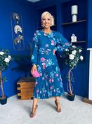Bevin Belted Midi Dress Floral Midnight Blue