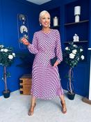 Bevin Belted Midi Dress Polka Pink