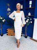 Hilda Pearl Embellished Midi Dress Cream