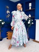 Sophie Frill Detail Midi Shirt Dress Floral Green