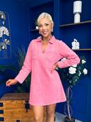 Alice Denim Mini Shift Dress Coral