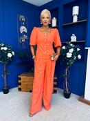 Daniella Detailed Top And Trouser Set Coral