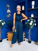 Bella High Neck Satin Jumpsuit Coral Navy