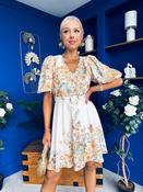 Azelia Puff Sleeve V Neck Mini Dress Floral Yellow image