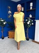 Katie Bow Detail Pearl Embellished Dress Yellow