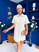 Maura Denim Mini Shift Dress Beige image
