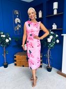 Estelle Floral Print Bodycon Midi Dress Pwr Pink