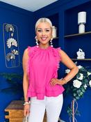 Ann-Marie Lace Frill Detailed Top Cerise