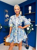 Collins Lace Detail Mini Shirt Dress Blue