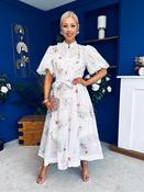 Jessy Puff Sleeve Midi Shirt Dress Floral White