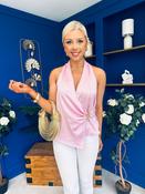 Nanci High Neck Gold Clasp Top Pink