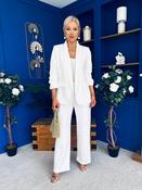 Danika Ruched Blazer &amp; Belted Trouser Set White