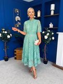 Alva Crochet Detail Occasion Dress Green